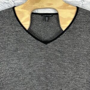 Eileen Fisher Women V-Neck‎ Knit Pullover Long Sleeve Sweater Wool Linen Medium
